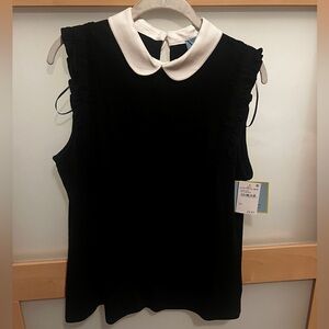 Classic L black/white collared top
